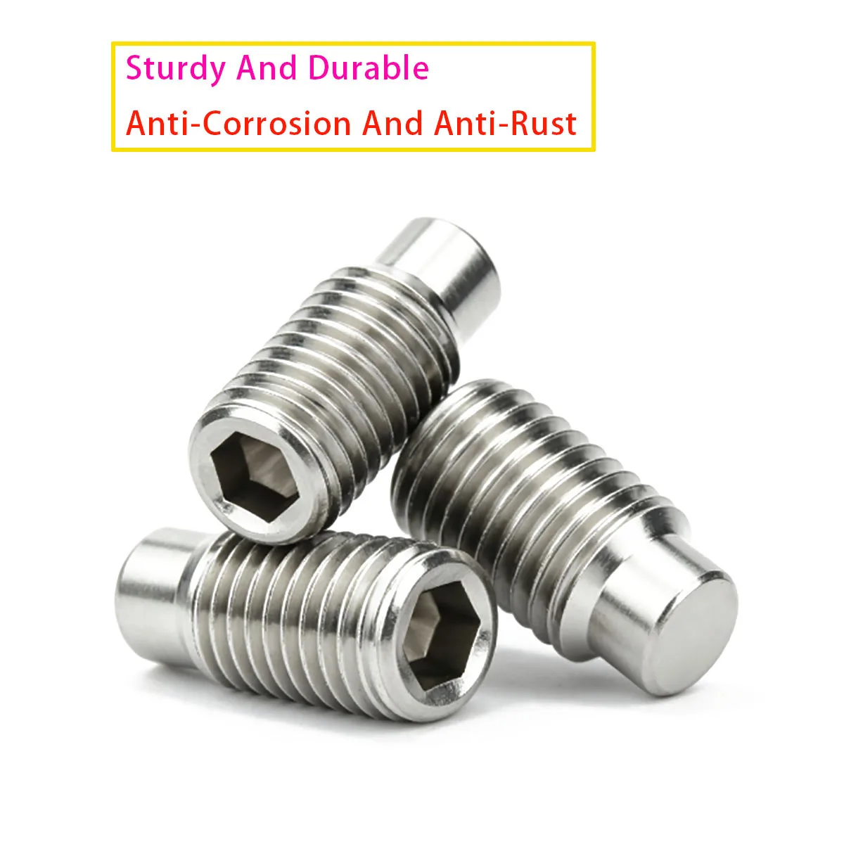 M2 M2.5 M3 M4 M5 M6 M8 M10 M12 304 Stainless Steel Hexagonal Concave Convex Surface Headless Bolt Stop Screw