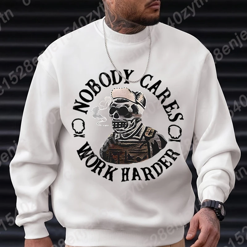 New Fashion Tops Nobody Cares Work Harder Sweatshirt Men Autumn And Winter Casual Sports Pullover Round Neck Hoodeless Pullovers