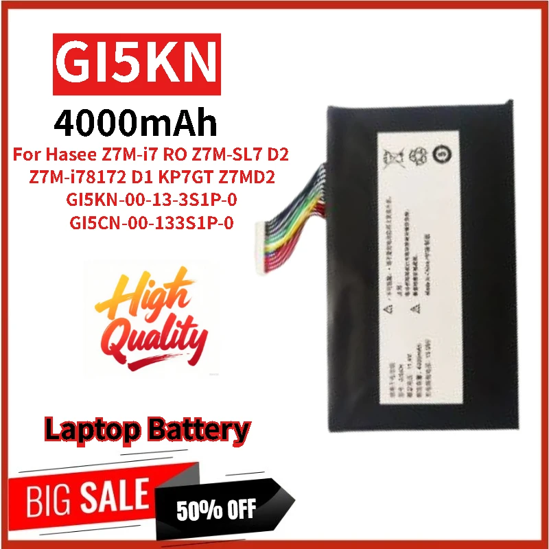 

Сменный аккумулятор для ноутбука GI5KN 11,4 В 4000 мАч для Hasee Z7M-i78172 D1 KP7GT Z7MD2 Z7M-i7 R0 Z7M-SL7 D2 GI5KN-00-13-3S1P-0