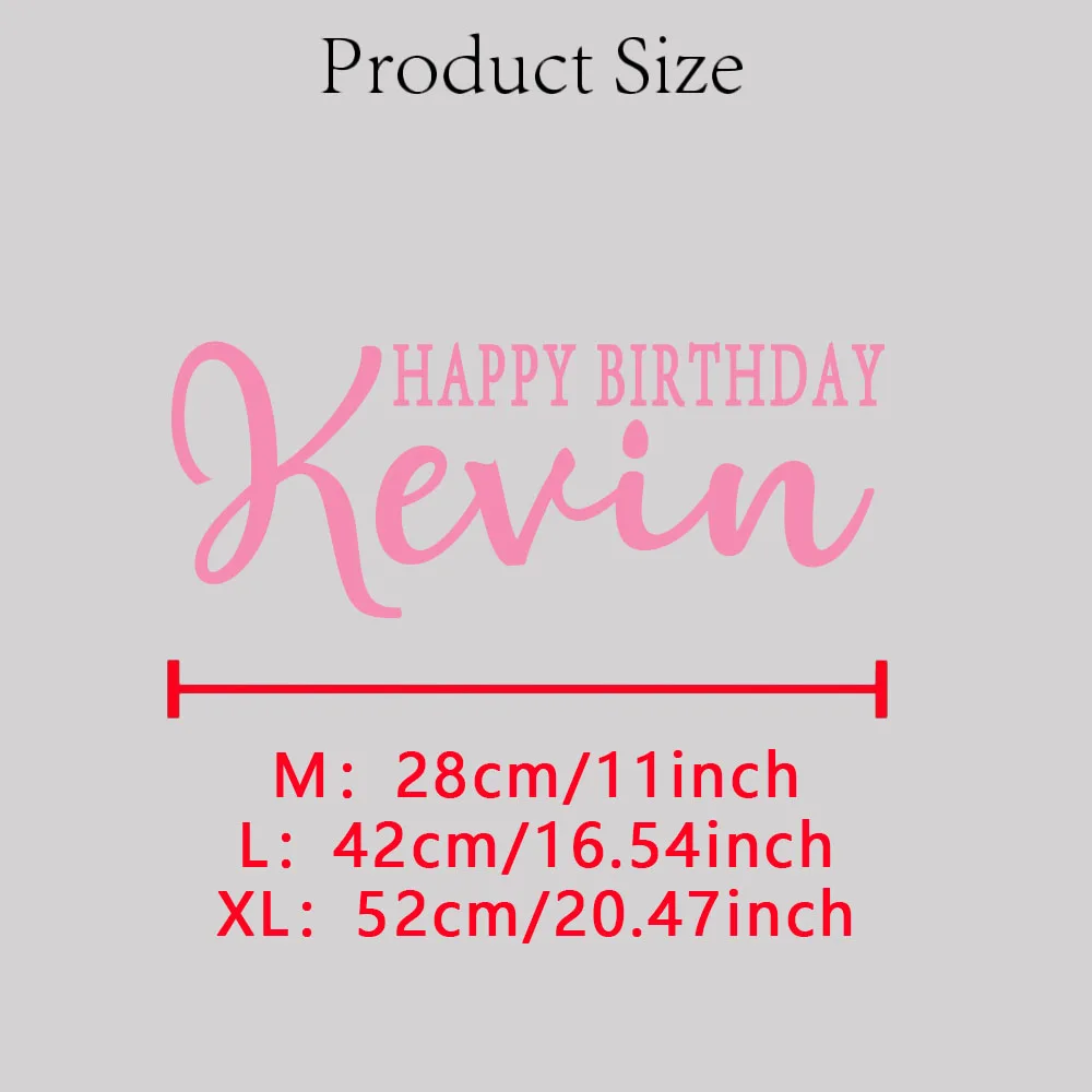 1PC Softpink Customized Name Vinyl Stickers For Kids Birthday Decor Happy Birthday Personalized Name Removable Wall Decals