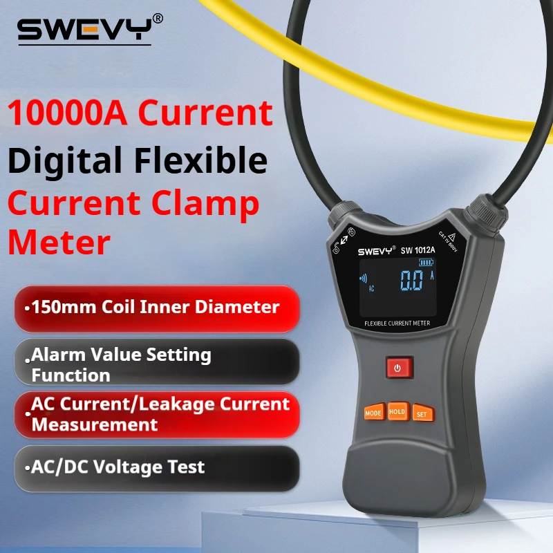 SWEVY Digital Flexible Current Clamp with LCD Backlight, 0 MA-10000A AC/DC Voltage Measurement Multimeter and Leakage Tester