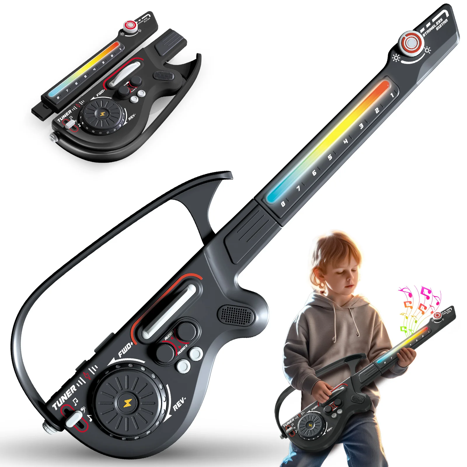 Perfect Gift Electronic Guitar Toy Suitable for Children's Birthday Music Instrument Party Flashlight Electronic Guitar Toy Children's Music Instrument with Sound Effects