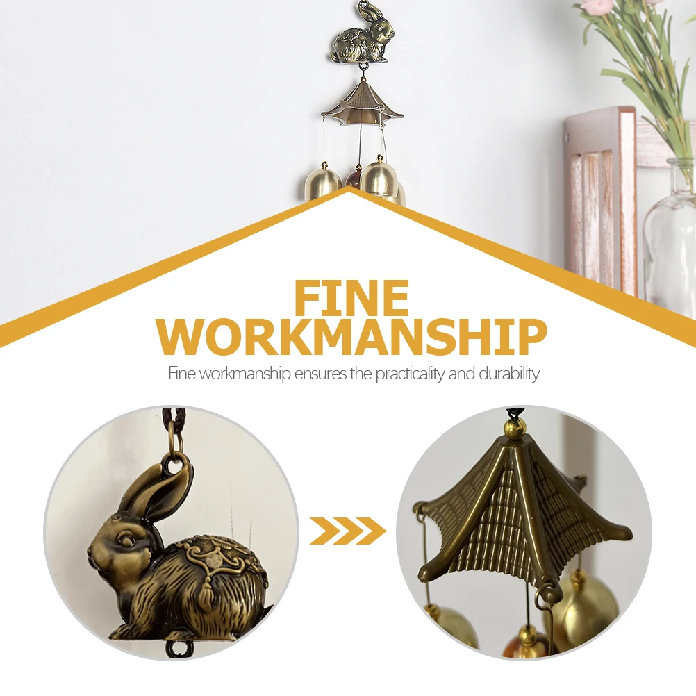 

2pcs Alloy Wind Chime Vintage Rabbit Design Metal Hanging Bell For Outdoor Indoor Home Garden Decoration Windchime Yard Patio