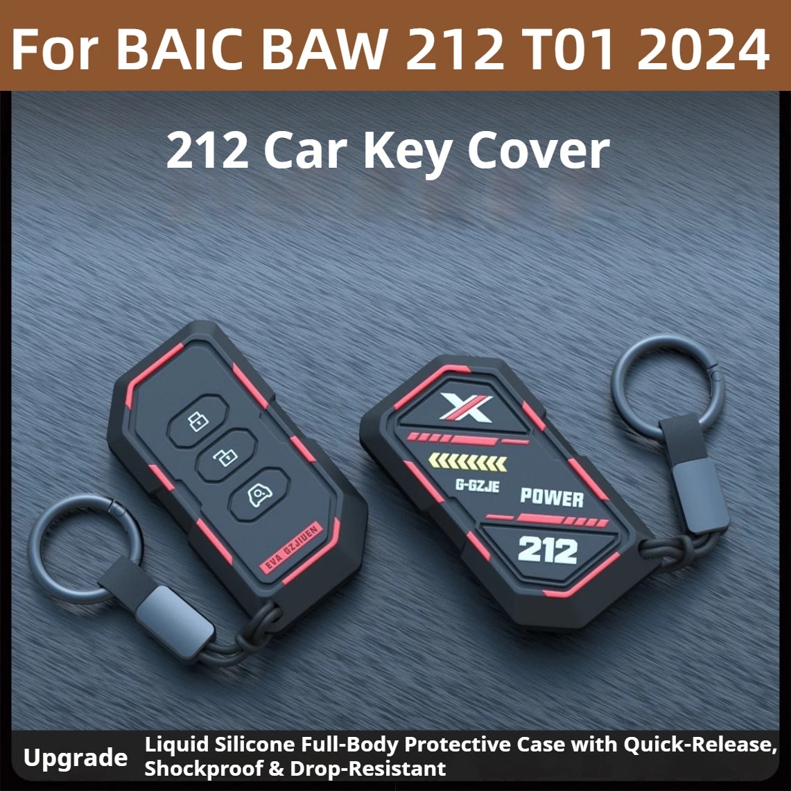For BAIC BAW 212 T01 2024 Remote Key Fob Protective Cover Key Bag Shell With Keychain Auto Styling Mod Accessories