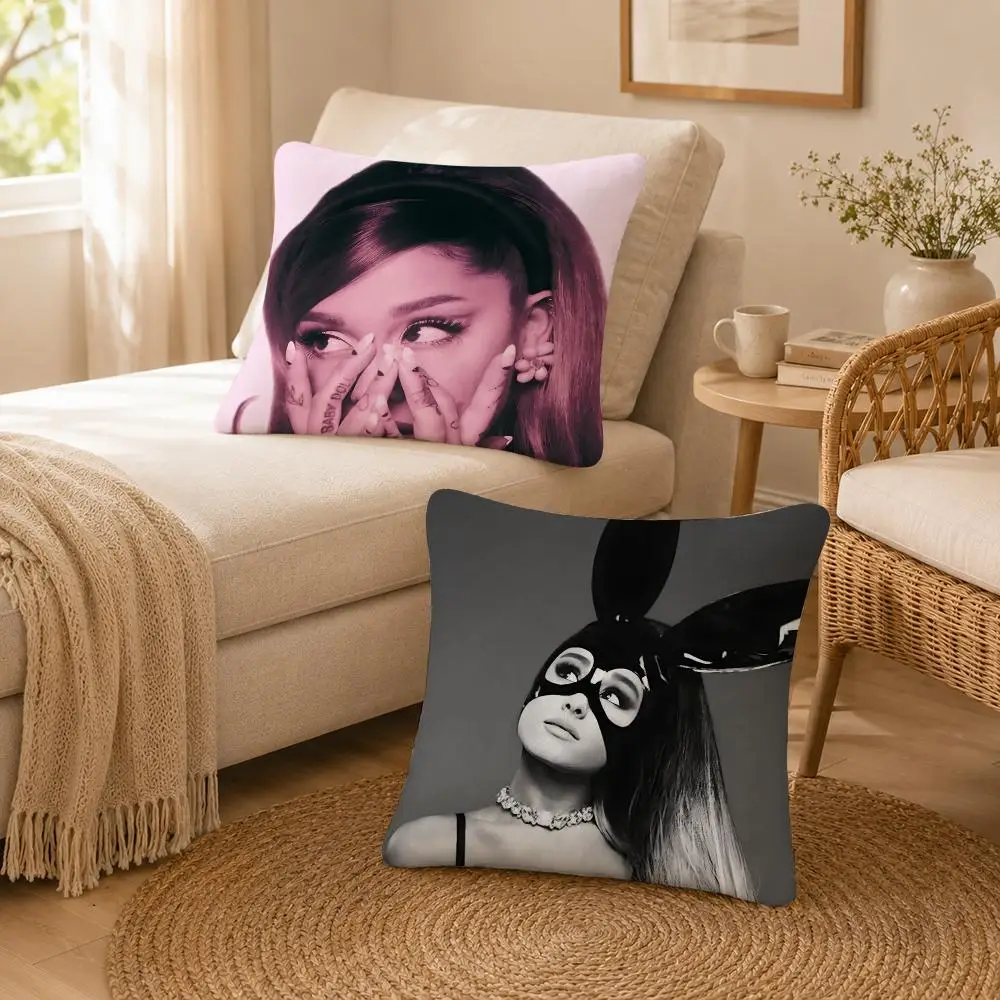 Singer Pop RnB Ariana Grande Cushion Cover Soft Throw Pillow Cover Washable Plush Cushion Case for Sofa Bed Living Room
