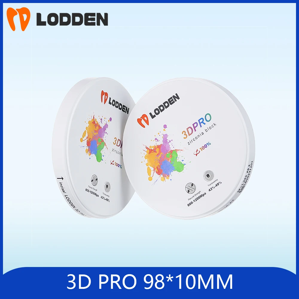 LODDEN 98x10mm 3D Pro Zirconia Materiale dentale Multistrato Blocco di colore per Cad Cam Dental Lab Zirconia Disco