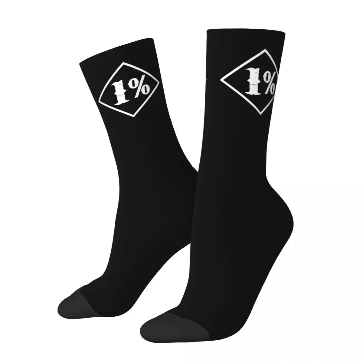 

Harajuku One Percenter 1% Football Socks Motorcycle Club Biker Polyester Crew Socks for Unisex