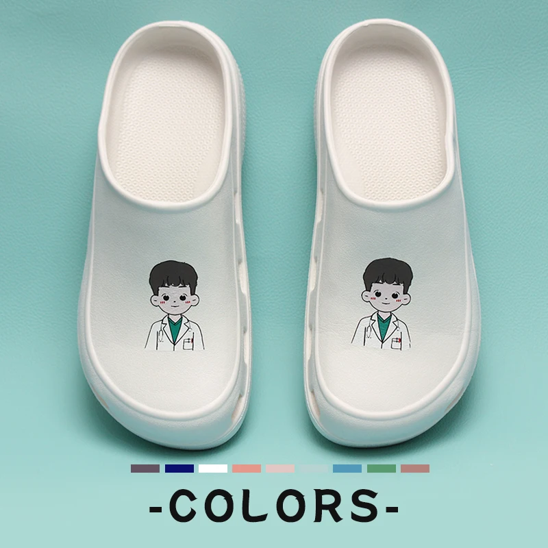 Doctor print Medical Clogs Hospital Nurse Slippers Light Flexible Dentist Slippers Clinic Surgical Scrub Shoes 5X03-14