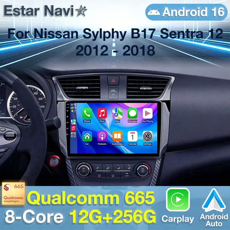 Radio Multimedia para Auto con Android 16, Carplay, Bluetooth, DSP y Estéreo para Nissan Sylphy B17 Sentra 12 2012 2013 2014 2015 2016 2017 2018