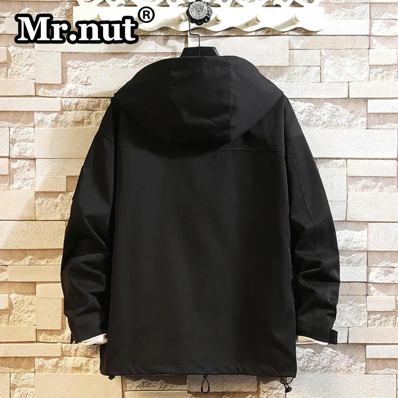 Mr.nut Loose Casual Tooling Jacket 8XL Autumn New Oversize Hooded Outdoor Jackets Men's Windbreaker Waterproof Camping Overcoat