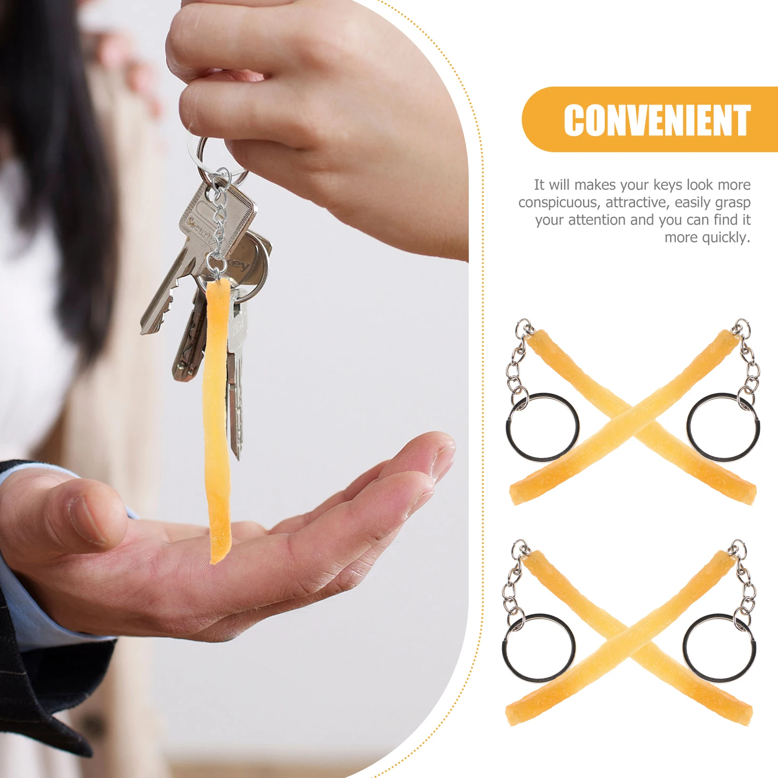 

8 Pcs Simulated French Fries Keychain Decorative Keychains Fried Chips Fry Pvc Ring Novelty