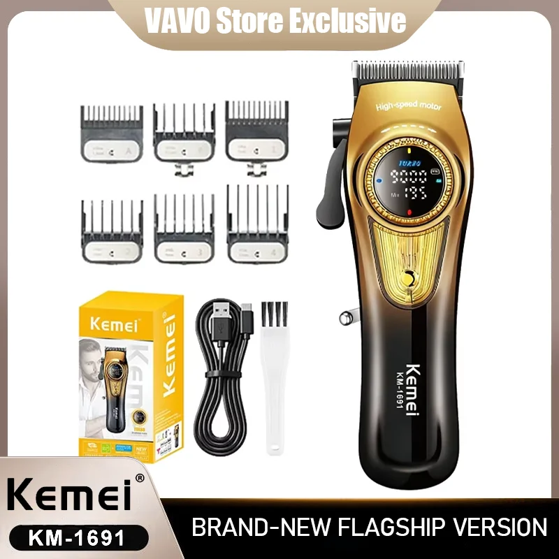

Kemei 1691 Professional Barber Cutting Machines Rotation Speed Adjustment LED Display Men's Hair Clipper Trimmer