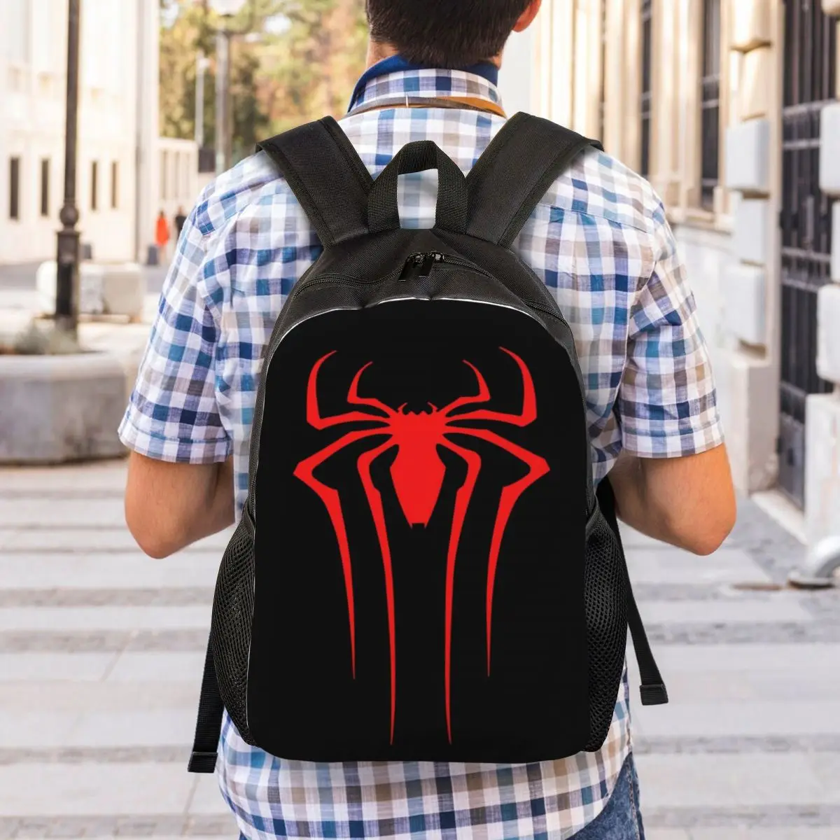 Mochila de araña roja para hombres y mujeres, resistente al agua, Bolsa Escolar, bolsas de libros estampadas