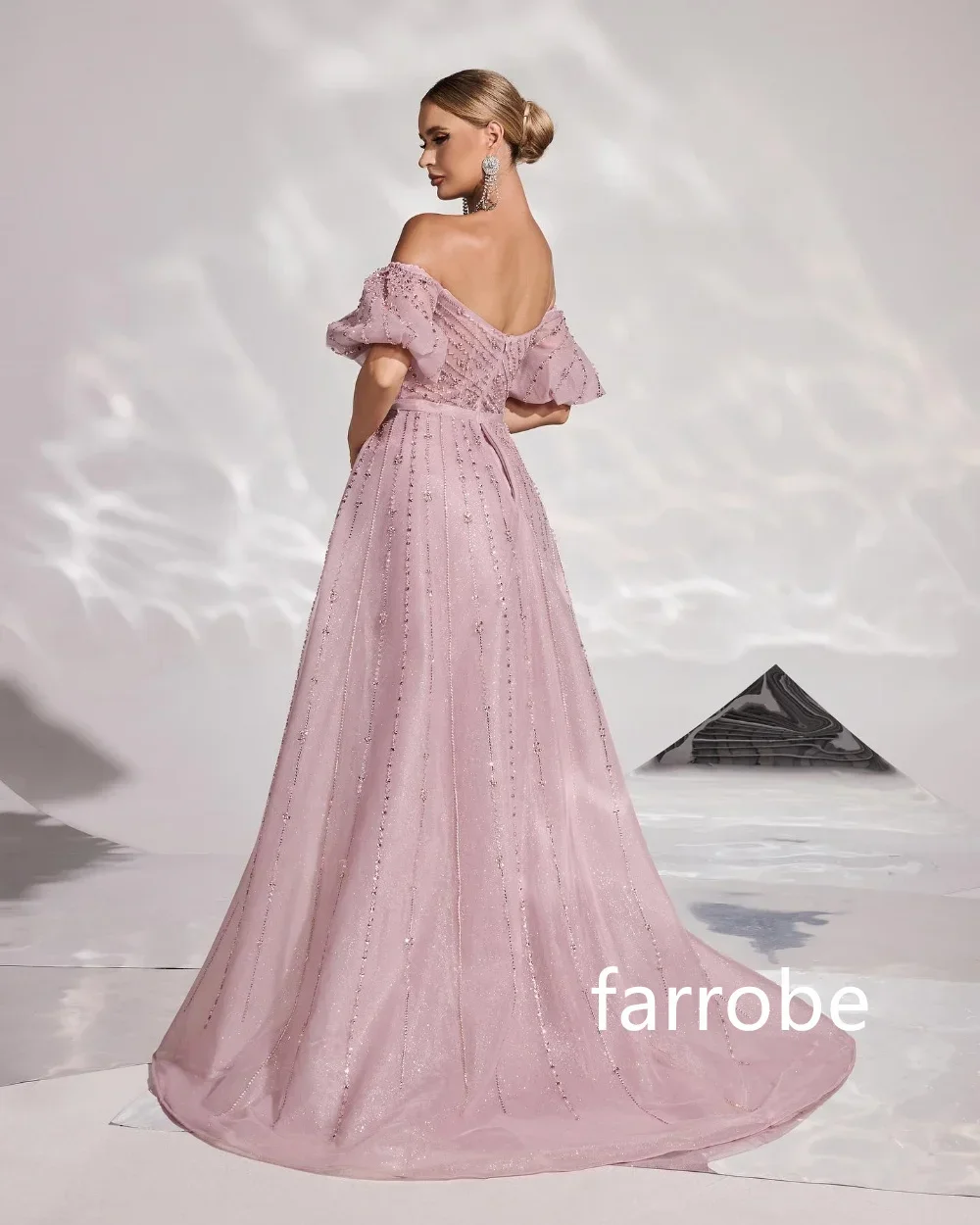 Customized Sizes Available Organza Pleat A-line Sequined Off-the-shoulder Long Dresses Prom Dresses Classic Exquisite Modern Sty