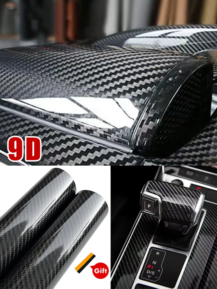 9D Carbonfaser-Folie Wasserdichter Auto-Aufkleber Vinyl Auto-Tuning Motorrad-Aufkleber Glänzende Matte Schwarze Auto-Klebefolie