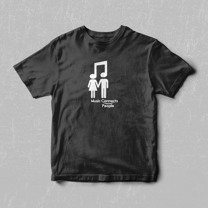 Retro Music Connecting Hearts T-shirt - Y2K Men's T-shirt Four Seasons New Style Unisex Retro T-shirt