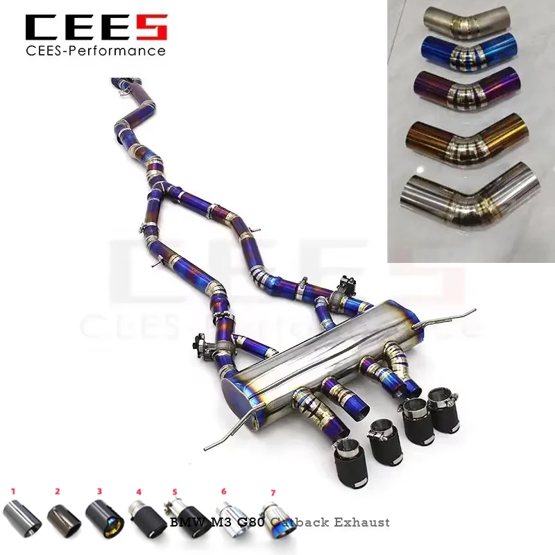 

cees Catback Exhaust Single Tube Design 2020-2025 for BMW M3 M4 G80 G82 3.0T Upgrade Tuning Mid Pipes Valve Control Assembly