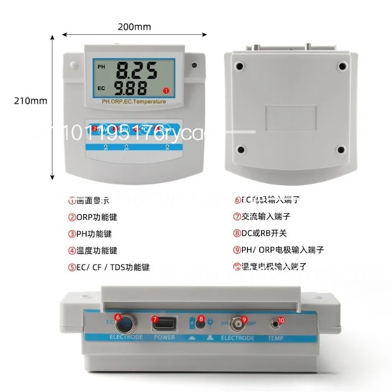 Desktop digital display 6 in 1 detector PH meter EC/TDS/CF/ORP temperature fish tank water quality detector