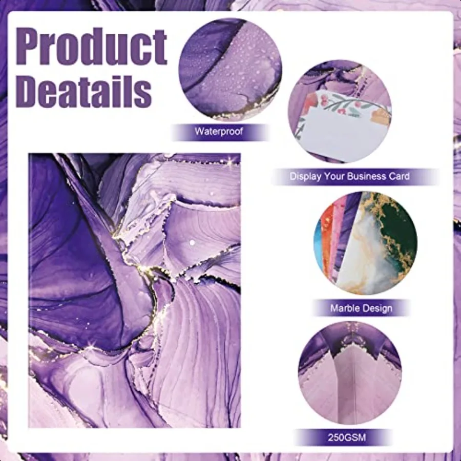 24 قطعة مجلد جيب رخام 2 12 × 9.6 بوصة مجلدات ملفات لطيفة مجلدات زخرفية مع جيوب حجم الحروف المجلدات المدرسية Colorf