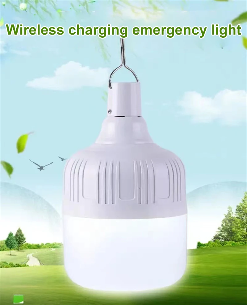 30w-300w LED Rechargeable Bulb Light Market Stall Outdoor Camping Artifact Power Outage Rain Proof Rechargeable Emergency Lamp