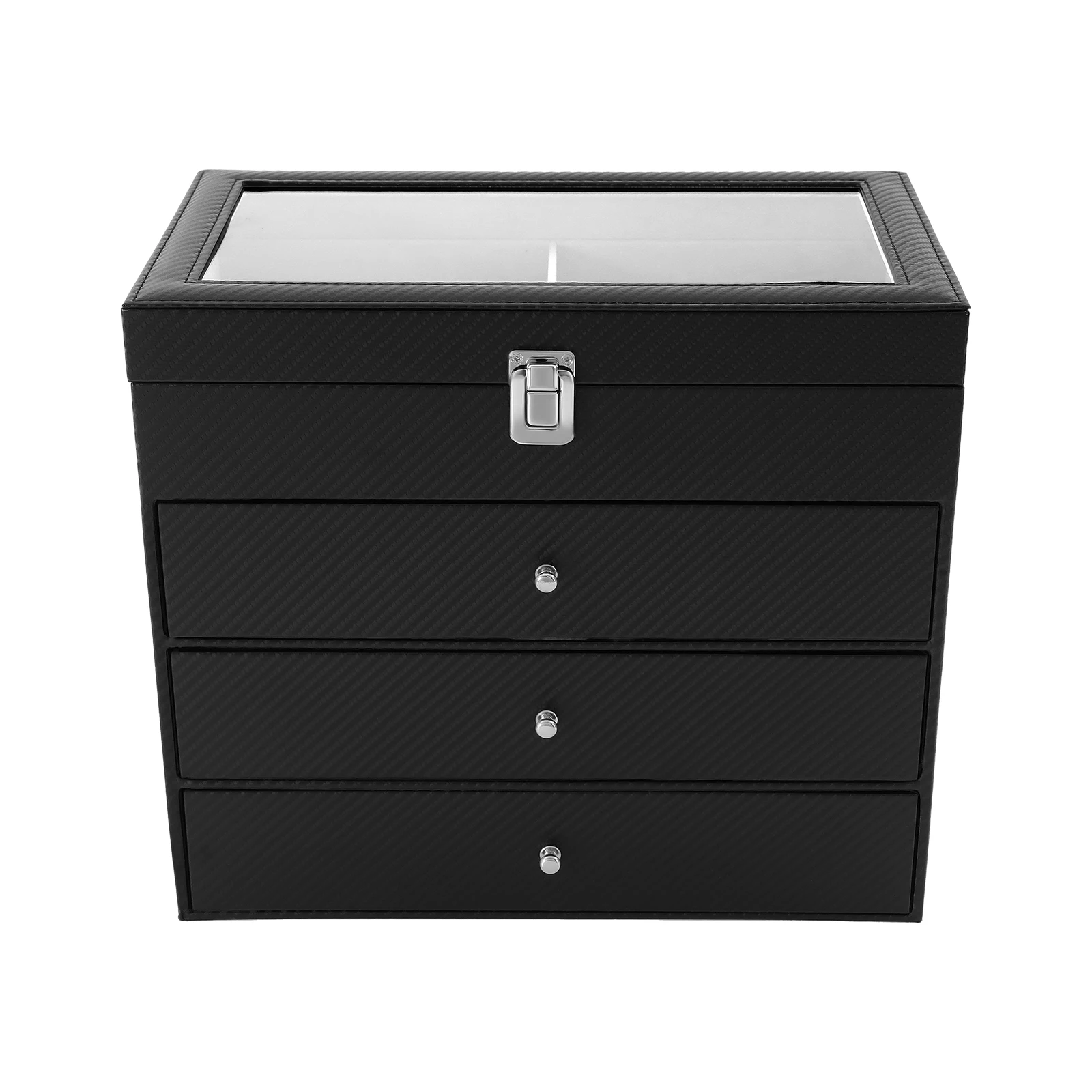 4-Tier, 24-Slot Eyewear Case, Glasses Display Box with Transparent Glass Cover Suitable for Storing Glasses and Other Accessories