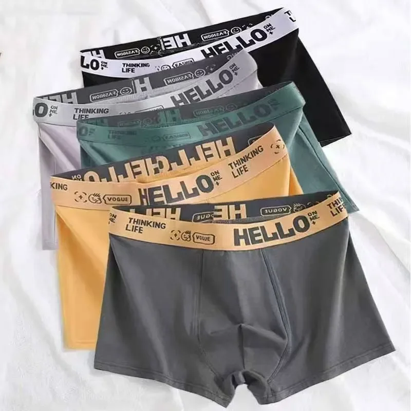 

5pcs Breathable Men's Underwear Comfy Quick Drying Stretchy Boxer Trunks Sexy Underpants Men's Trendy Boxer Panties