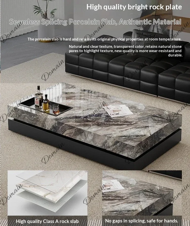Any Size Custom Black Marble Tea Table High Gloss Waterproof Scratch Stain Resistant Luxury Furniture Office Club Reception