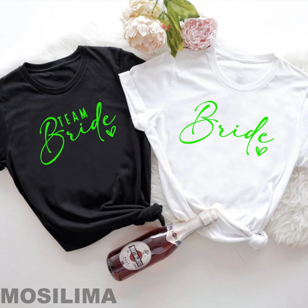 

Bride Team Shirts Women Aesthetic Bachelorette Party Wedding Tops Bridesmaid T-shirt Summer O-neck Tops TX326