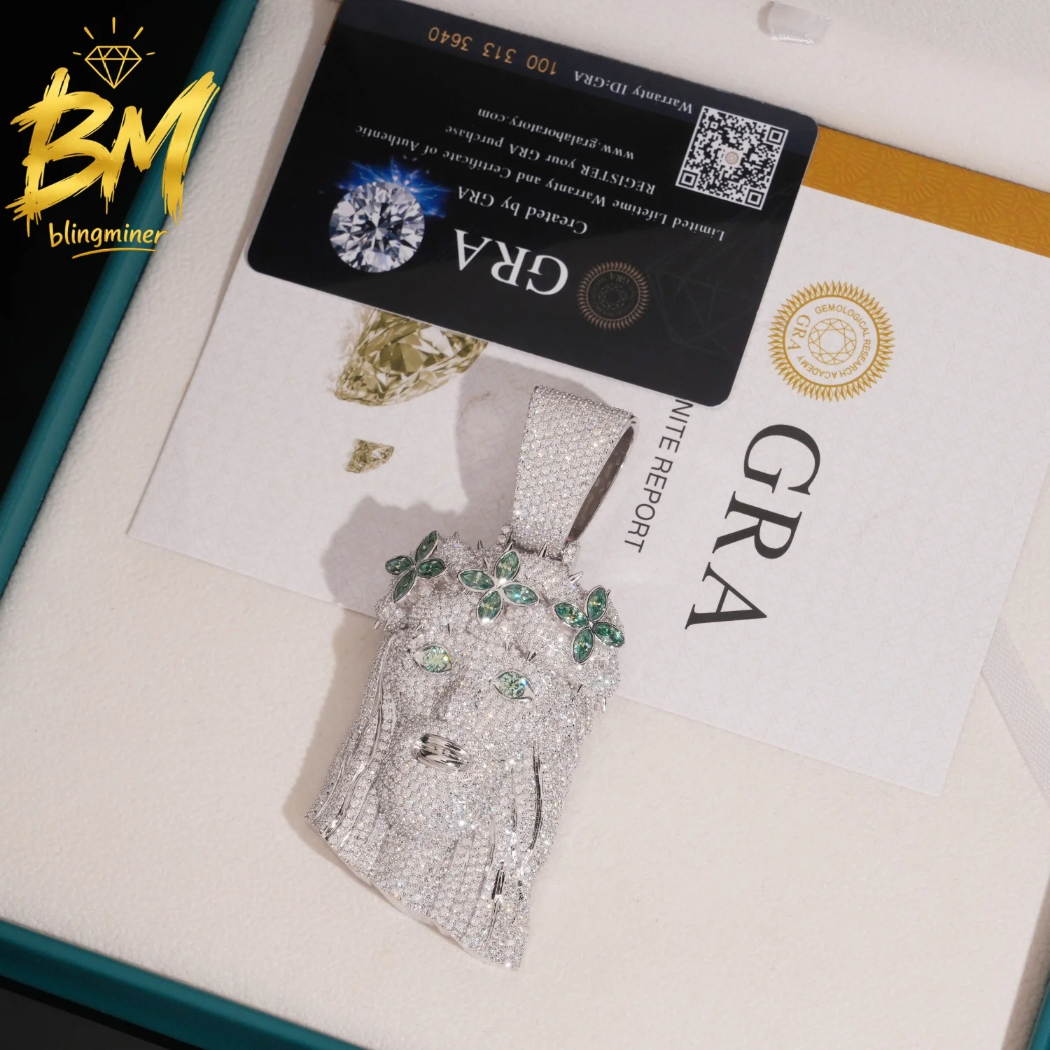 Blingminer Jesus VVS Moissanite Pendant For Men Women S925 Silver Iced Out Pendants Pass Diamonds Tester Free Shipping