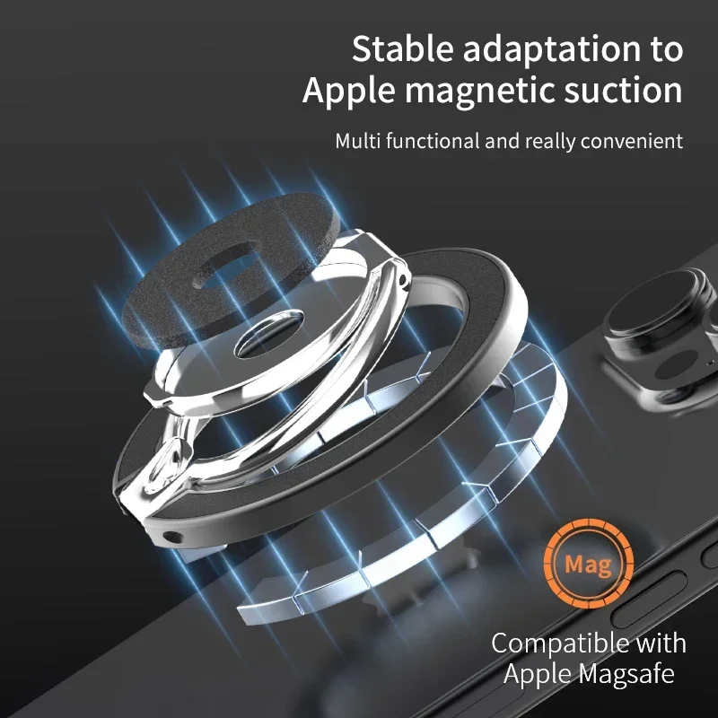 New Cellphone Ultra-thin Ring Buckle for Magsafe 360 Rotation Double-sided Strong Magnetic Holder for IPhone 16 15 14 13 Pro Max