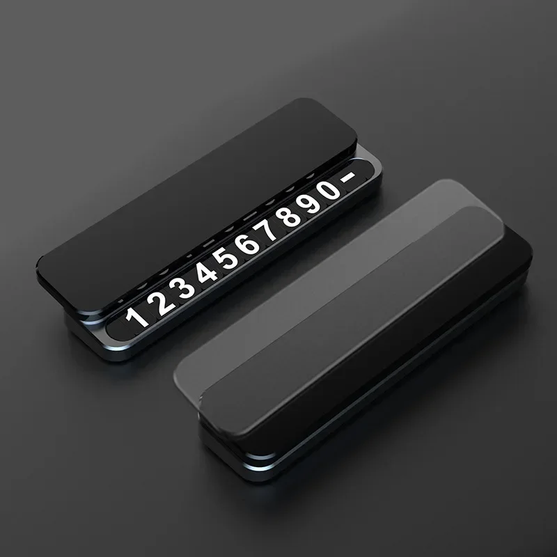 Universal Hidden Phone Number Card Car Temporary Parking Plate Metal Walnut Car-styling Auto Accessories