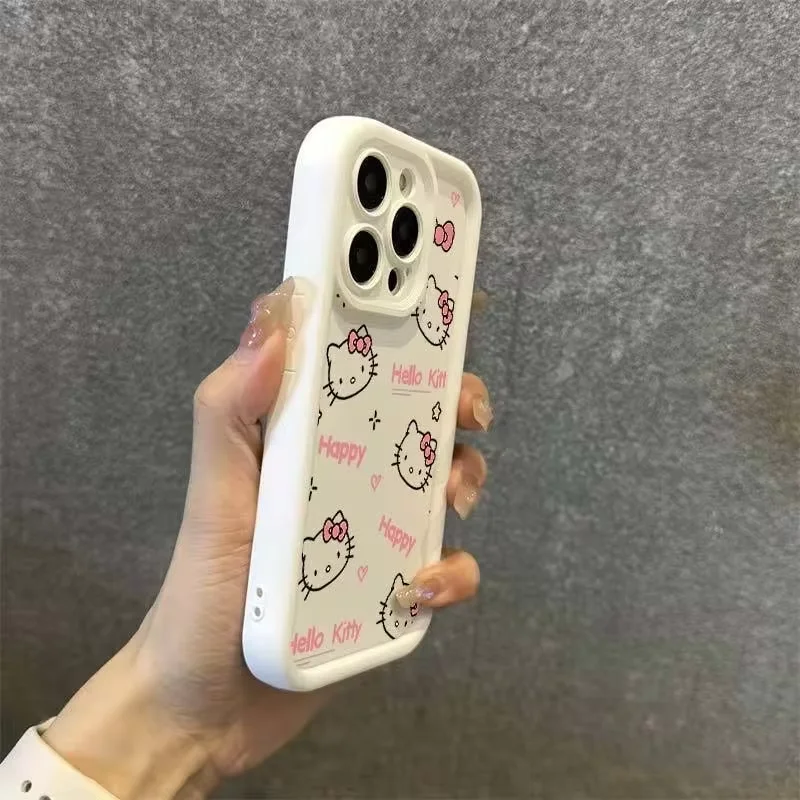 Custodia morbida per telefono Sanrio Hello Kitty Plain Multistep TPU per iPhone 13 Mini 12 Pro 14 Plus 15 Pro Max 11 7 8 Plus X XS Max XR SE20