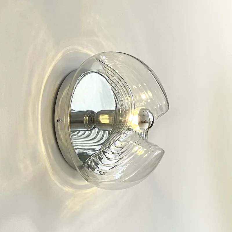 German Designer Vintage Glass Wall Lamps Retro Hallway Bauhaus Wavy Pattern Personalized Restaurant Bedroom Bedsides LED Sconces