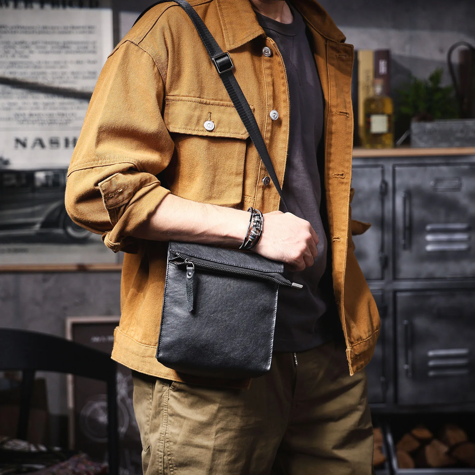 Genuine Leather Men's Casual Shoulder Bag Fashion Cowhide Chest Bags Vegetable-tanned Leather Unisexnisex сумка Bolsa de hombre