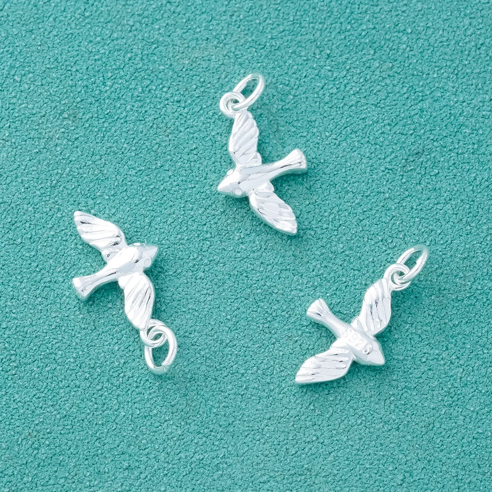 Silver Swallow Charm Pendant S925 Sterling Silver Bird Shape Finding for Handmade Bracelet and Necklace Crafting