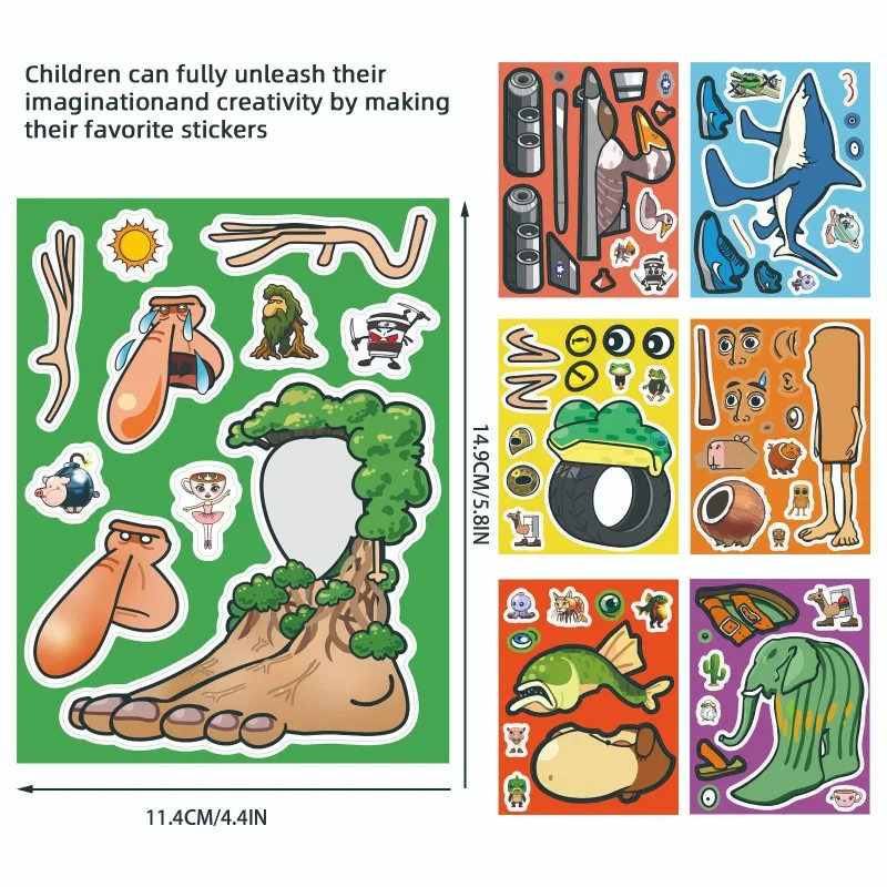 8 Teile/satz Italienische Brainrot Kinder Cartoon Nette Aufkleber Klassische Puzzle Spielzeug Tung Tung Sahur Aufkleber Lustige Meme Anime Paster Geschenke