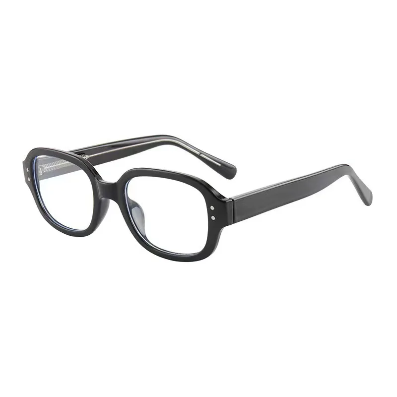 Fashion Square Oval Frame Anti Blue Light Glasses Retro Black Red Thick Frame Plain Eyes Female Eye Protection Eyewear