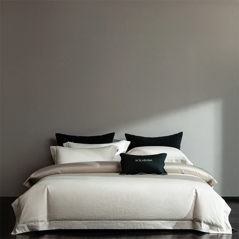 

1000TC Egyptian Cotton Thick Weave Jacquard Luxury Solid Color Bedding Set Duvet Cover Flat/Fitted Bed Sheet Pillowcases 4Pcs