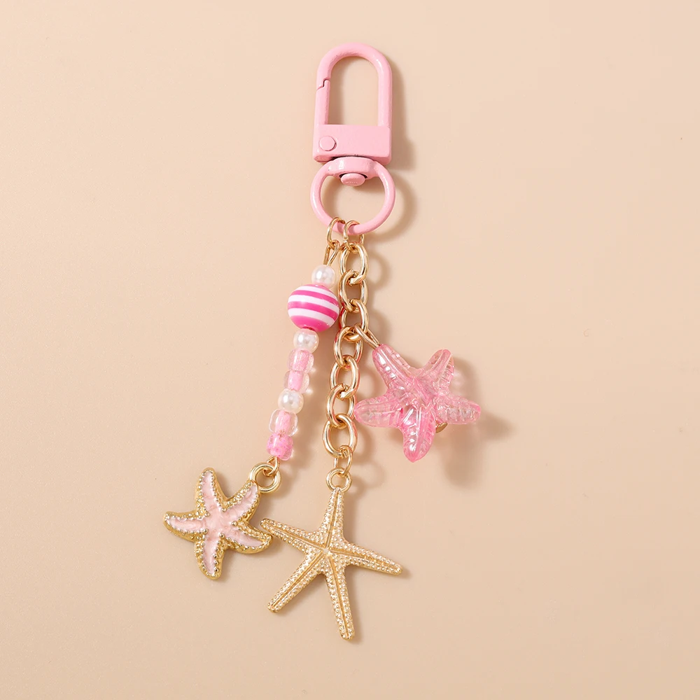 Aihua Niedlicher Seestern-Schlüsselanhänger für Frauen und Mädchen, Schicker Sommer-Strand-Schlüsselring, Anhänger für Handtaschen-Deko, DIY Handgemachter Schmuck, Geschenk – Detail 8