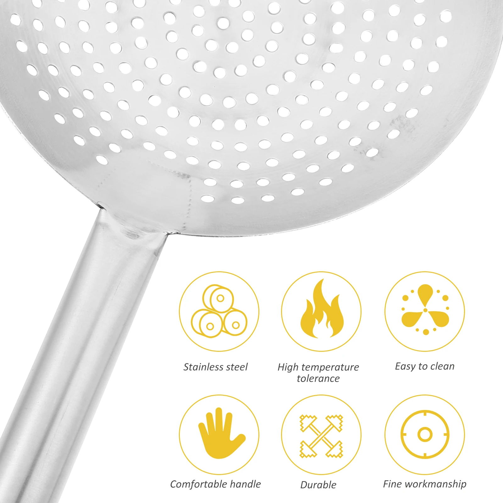 

Stainless Steel Skimmer Ladle Heavy Duty Mesh Spoon Strainer For Oil Filter Hot Pot Kitchen Leak Soup Spoons