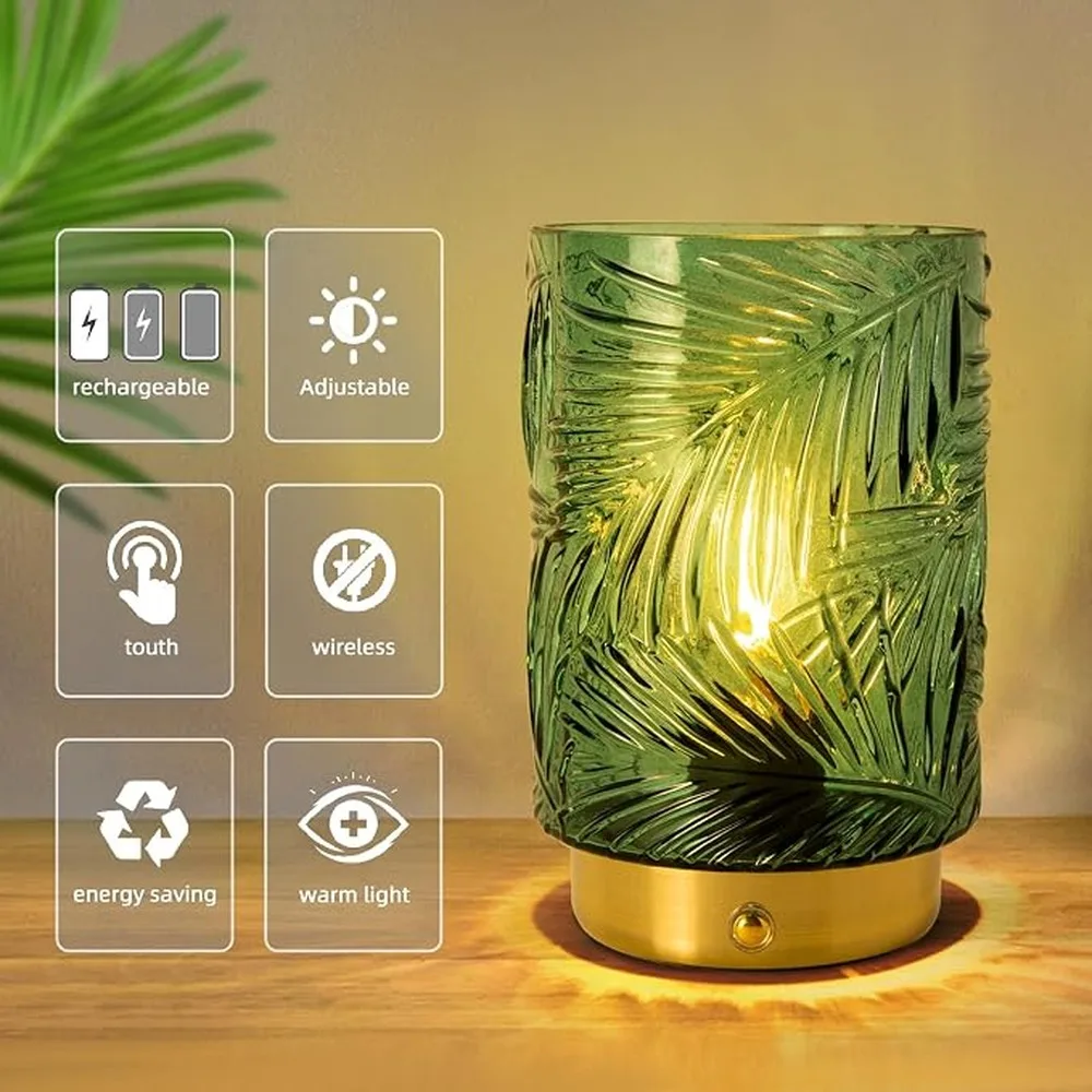 Aesthetic Lamp Small Green Lamp Table With Remote Rechargeable USB Charging Flexible