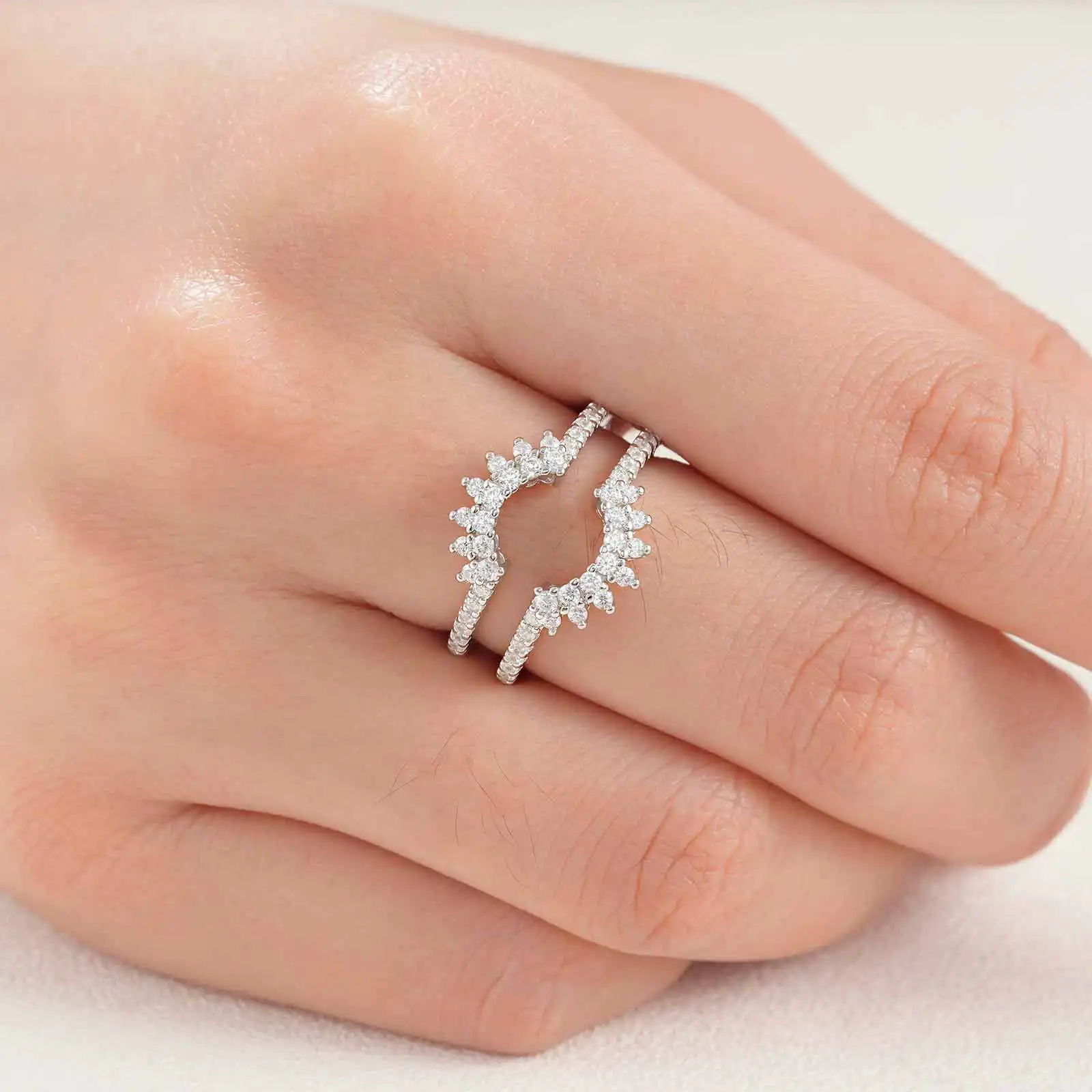 925 Sterling Silver Sunflower Ring Enhancer for Women Adjustable Wedding Band for Engagement Rings Cubic Zircon Fine Jewelry