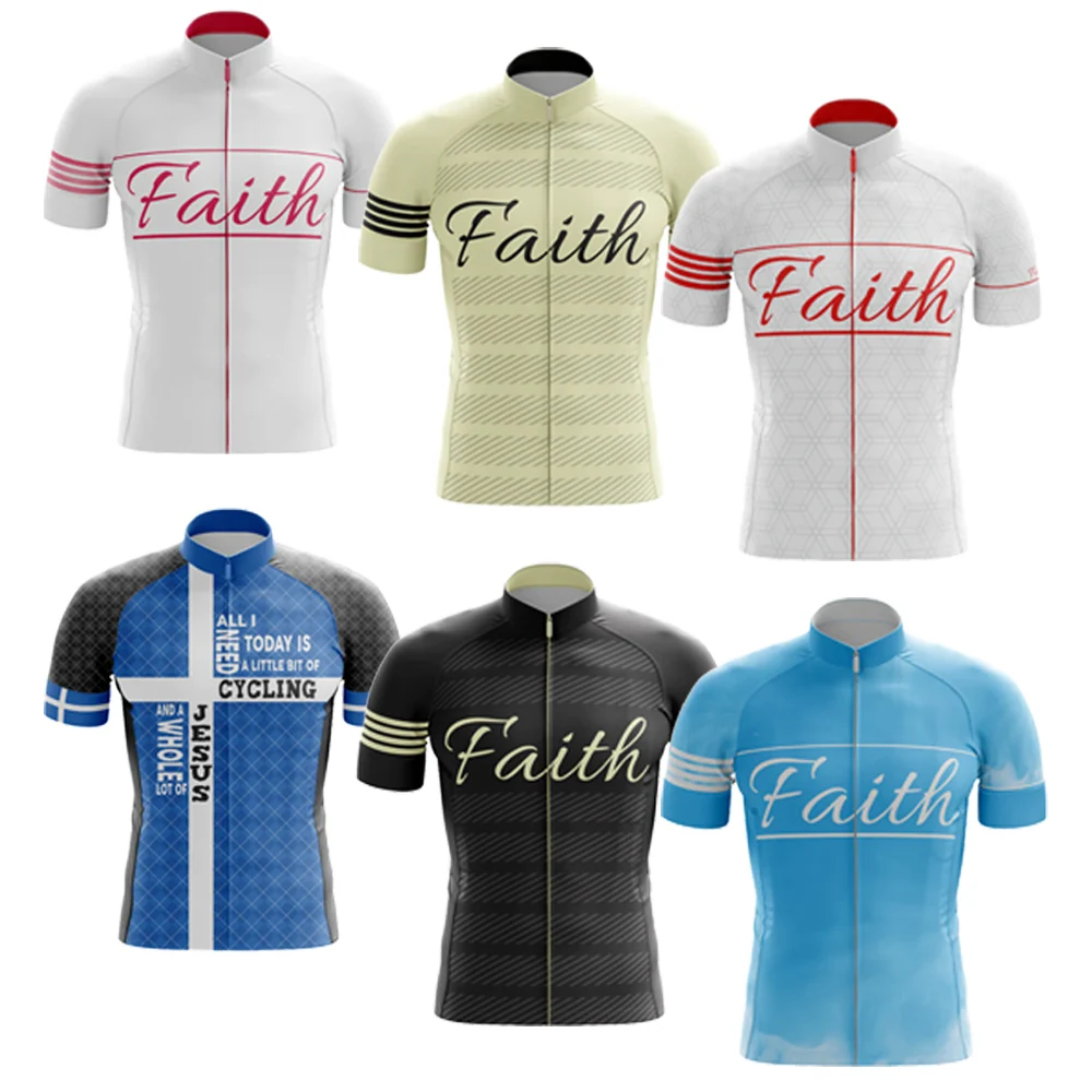 Hot Retro Faith Men's Cycling Jersey Set Short Sleeve Mountain Bicycle Racing Clothes