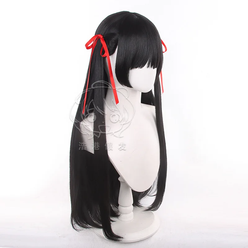Anime CHISA Cosplay Perücken mit Roten Band 80 cm Lange Spiel Wuthering Waves Cosplay Hitzebeständige Synthetische Haar Frauen + perücke Kappe