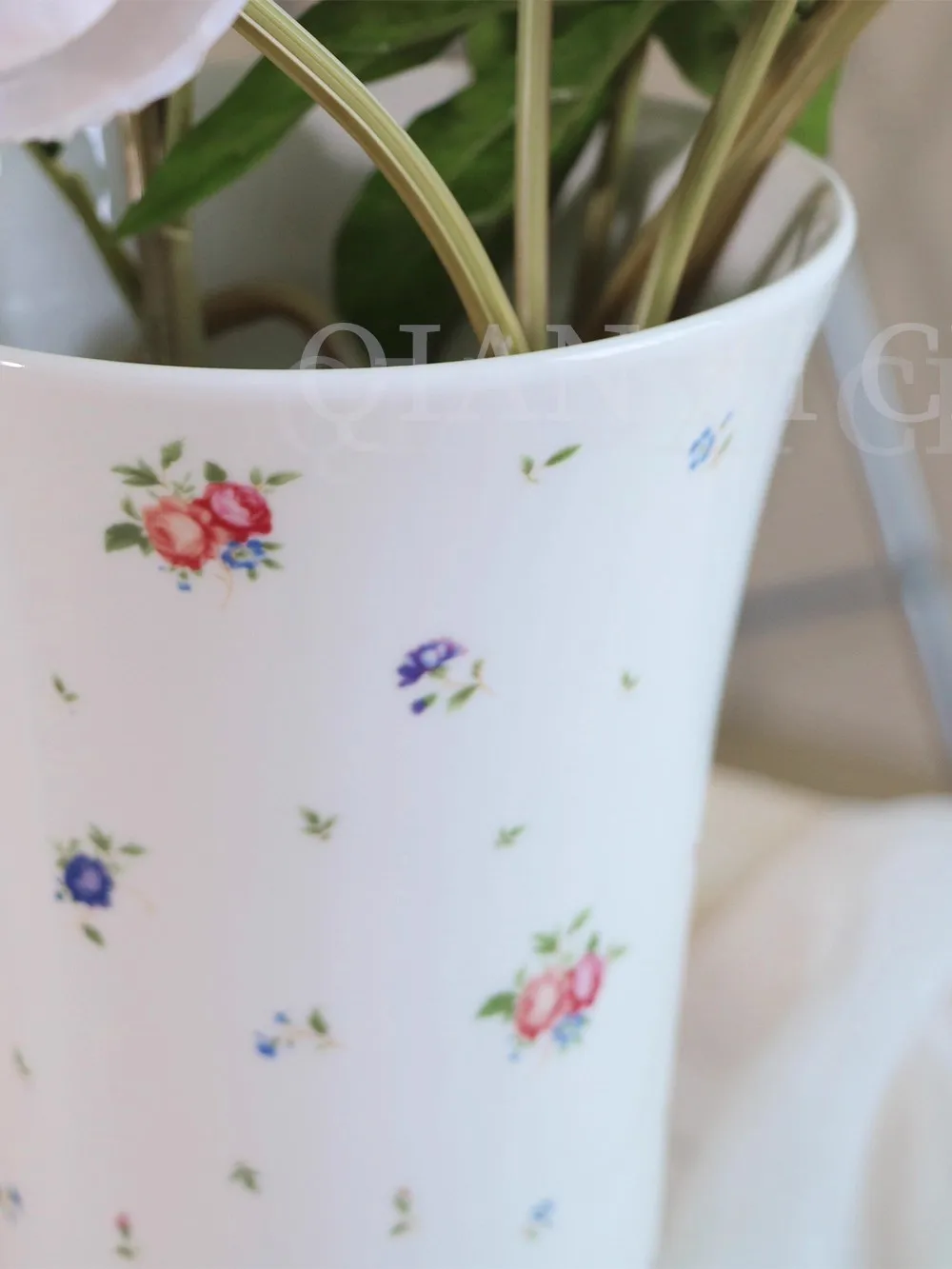 Large caliber high-temperature ceramic vase for home living room decoration, suitable for hydroponic cultivation of peonies, peo