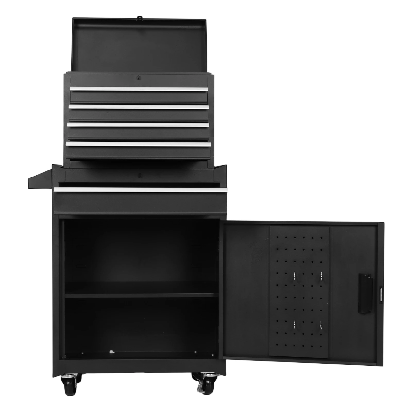 

Mechanic Tool Storage Box with Double Door & Wheels Metal Tool Cart Large Capacity Workshop Tool Chest for Factory Warehouse Use
