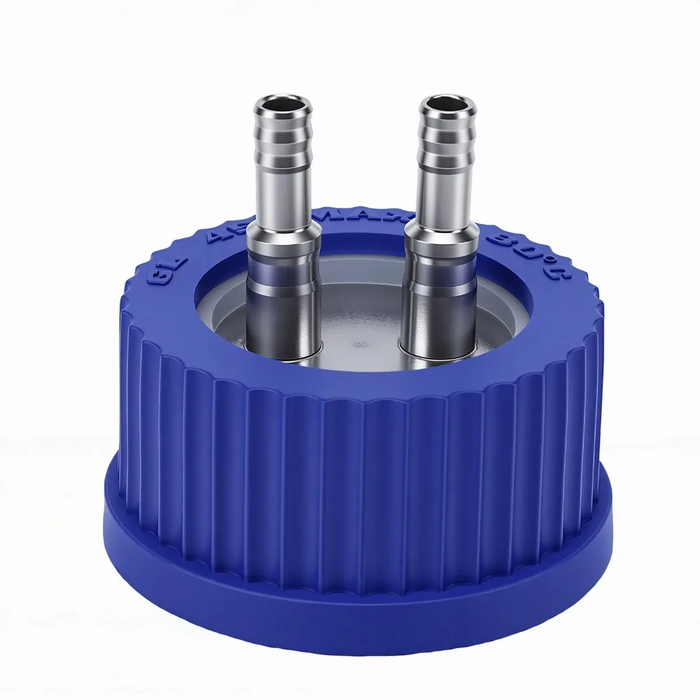 304 Stainless Steel Safety Feeding Cap 2 Port Middle Size Mobile Phase Filling Cap 6-8mm Diameter Leak Proof