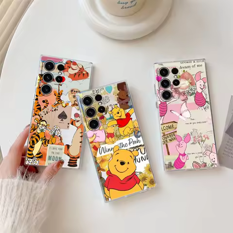 Winnie-The-Pooh Honey Disney Phone Case For Samsung Galaxy S24FE S25 S23 S21 Ultra S20 S24 FE S22 Plus A35 A55 Case Clear Cover