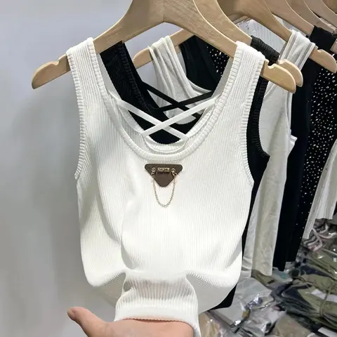 M-4XL Chic Tank Top Sleeveless Summer Korean Fashion Slim Women Aesthetic Camisole