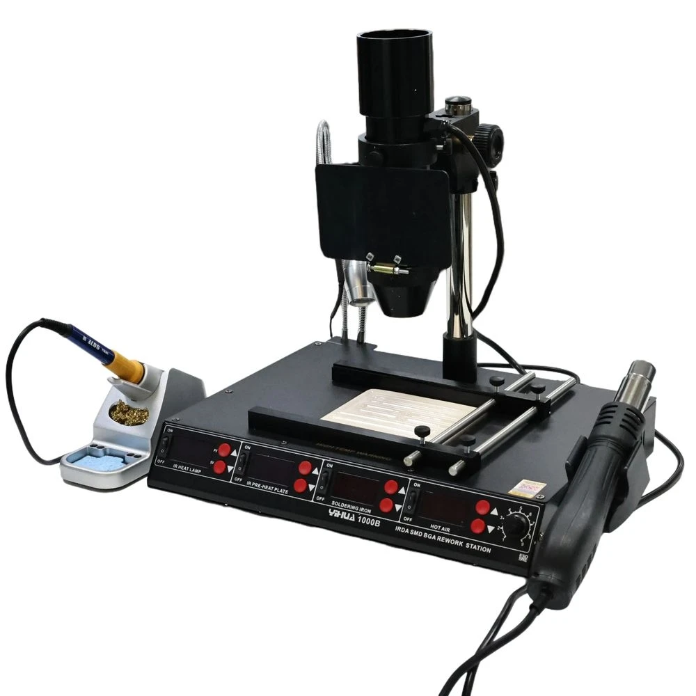 

YIHUA 1000B BGA Rework Station 3 in 1 Infrared Rework Station SMD Hot Air Gun 540W Preheating Station 75W Soldering Iron station